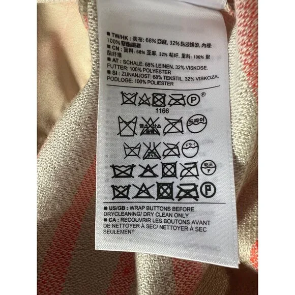 Banana Republic Dress 10 Coral Striped Linen Blend A-Line Halter Sleeveless - Picture 12 of 13